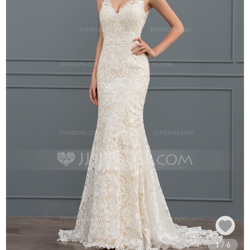 NWT Ivory Lace and Champagne Wedding Dress